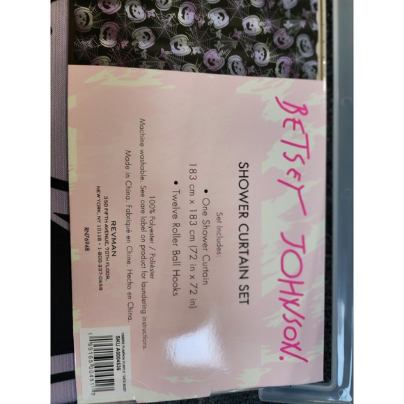 Betsey Johnson Shower Curtain Set Ombre Pumpkin Spider Web Halloween 12 Hooks - Picture 4 of 4